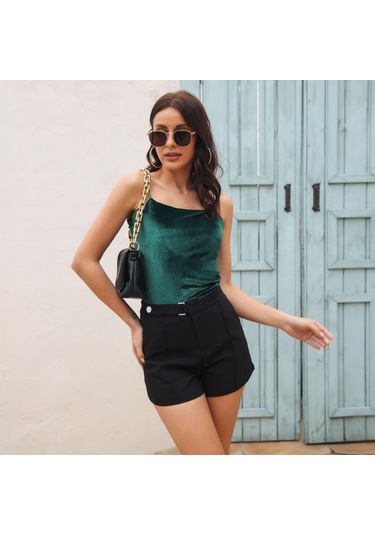 Açık Haki İlkbahar Ve Yaz Kadın Spagetti Sapanlar Kolsuz Tank Tops Vintage İnce Alt Kaşkorse Kolsuz Üst