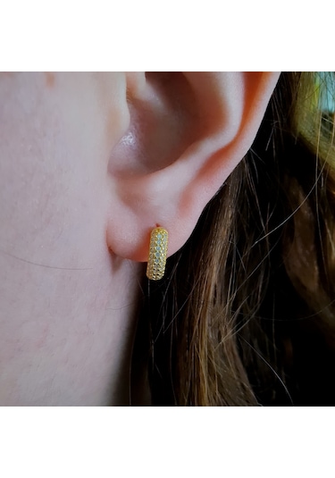 925 Ayar Gümüş Beyaz Taşlı Gümüş Çocuk Küpesi