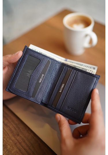 Bayderi Lisande Hakiki Deri Kibar Erkek Cüzdanı - Lacivert