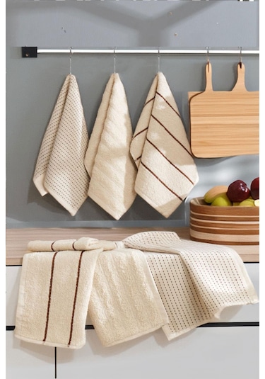 6 Lı El Yüz Mutfak Havlusu Seti Sophia 30 X 50 Cm Bej