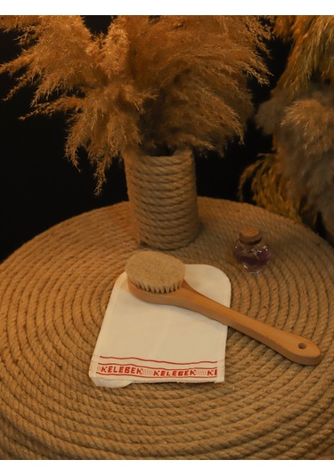 Şık Kalıp Doğal At Kılı Saplı Fırça + Kelebek Kese