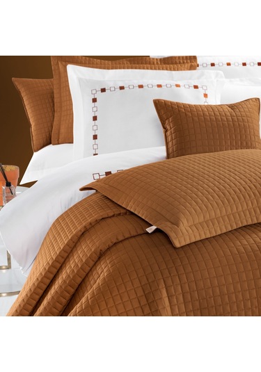 Pasioni Saten Elegante Hardal Nakışlı Çift Kişilk Nevresim Takımı