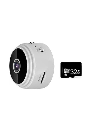 Mini Wifi Hareket Algılama Kamerası - 1080p Full Hd, İnfrafed Gece Görüşü, Dönüşümlü Kayıt, 32gb Hafıza Kartı, Beyaz Şarj Aleti Yok