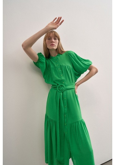 Mathilda Store Kadın Balon Kol Maxi Elbise