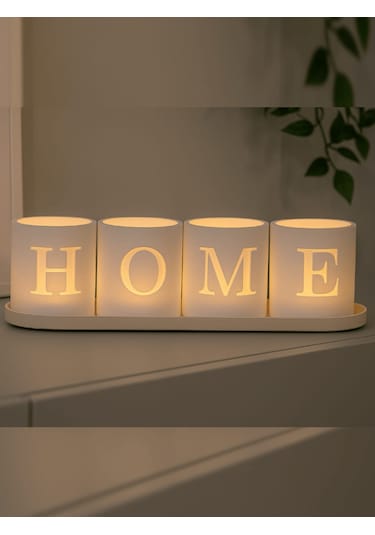 Home Yazılı Led Mumluk Seti 4 Parça Dekoratif Tealight Mumluk
