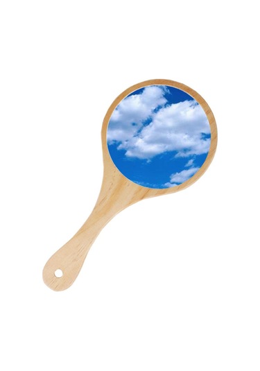 Suntek Ev Seyahat Ahşap Saplı Taşınabilir Ahşap El Makyaj Aynası