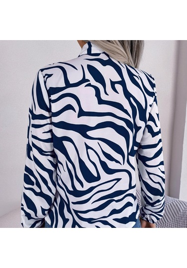 Gmxıa Kadın Modası Rahat Yaz Uzun Kollu V Yaka Bluzlar Ve Mizaç Kontrast Renkli Çizgili Şifon Gömlek Fener Kollu Gömlekler Siyah