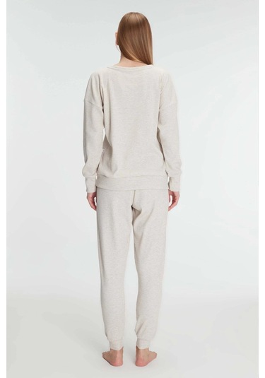 Yeni Sezon Kışlık Pamuklu Uzun Kol Pijama Takımı Ten