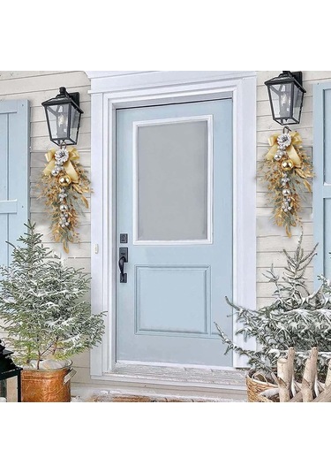 Gajeena Altın Renkli 55cm Yarıçaplı Noel Çiteleri, Kış Festivalleri İçin Kapı/pencere Dekorasyon Aksesuarı 188g Ağırlık