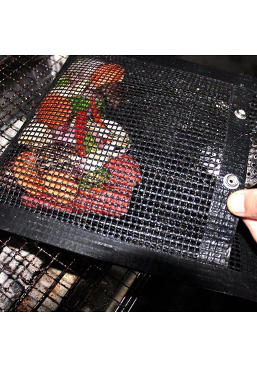 Homyl Açık Barbekü Izgara Örgü Çanta Yapışmaz Isıya S Siyah