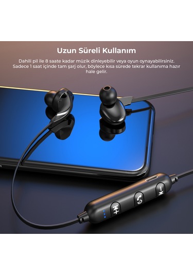 Lecoo ES204 Boyun Bantlı Kablosuz Bluetooth 5.0 Mikrofonlu Kulak İçi Kulaklık