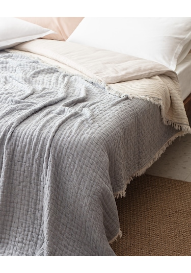 Madame Coco Grania King Size Pamuklu Yatak Örtüsü - Mavi 8684427016589 Mavi