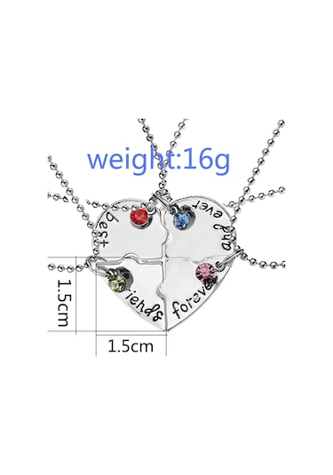 Karişikotto Bff En Iyi Arkadaş 4'Lü Kolye Best Friend Aksesuar Kolyesi Gümüş