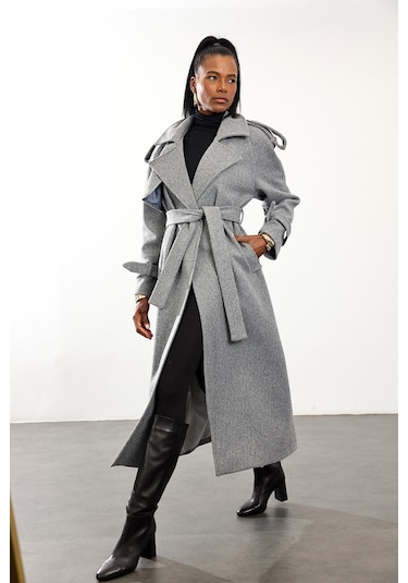 Gri Kaşe Palto 1614 Gri