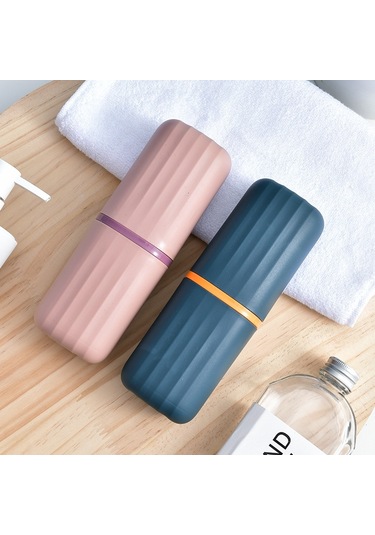 Sones Simple Home Seyahat Ağız Gargarası Bardak Diş Macunu Saklama Kutusu Diş Seti Koyu Mavi