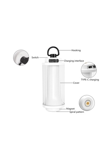 Açık Taşınabilir Kamp Işığı Kademesiz Karartma Yüksek Siyah Siyah