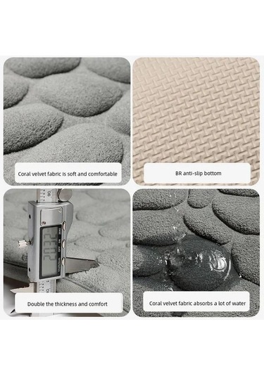 Zhlhome Kaydırmaz Banyo Paspası Gri 60x38cm Gri