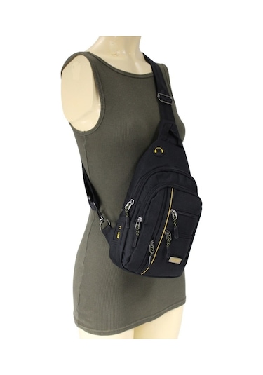Star Tombis 3473 Kanvas Kumaş Çapraz Askılı Bodybag Çanta Siyah