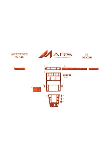 Mercedes W140 Konsol-torpido Kaplama 20 Parça-maun Maun