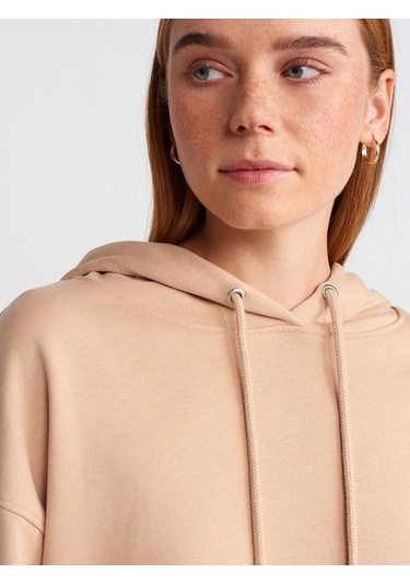 Dilvin 40403 Dikiş Esprili Yırtmaçlı Sweat Camel