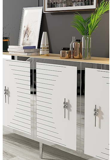 Ka1801dbs Tuna Konsol, Tv Sehpası Safirmeşe-beyaz-sılver 180cm Safirmeşe-beyaz-sılver