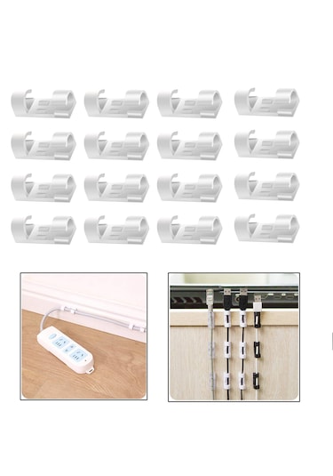 Yapışkanlı Kablo Sabitleyici Klips Set -al4552 16 Adet Beyaz