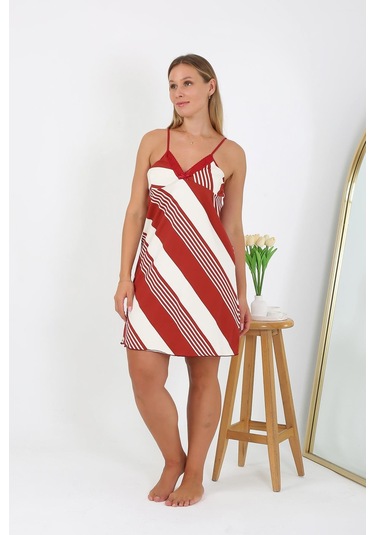 Akbeniz Kadın Büyük Beden İp Askılı Gecelik 98513 Kırmızı