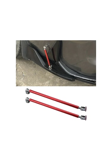 Araç Ön Tampon Ve Çamurluk Spoiler Dudak Ayırıcı Metal Kırmızı Vidalı Ve Yapıştırmalı Çubuk 20 Cm