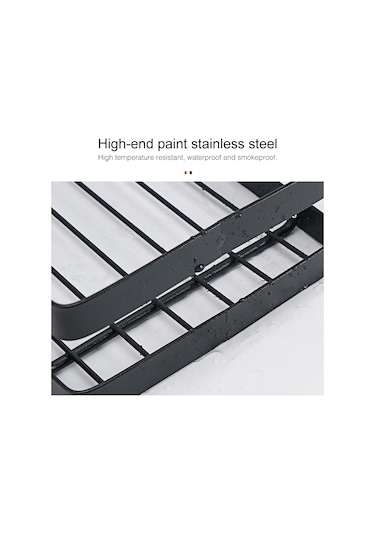 Sones Paslanmaz Çelik Duvara Monte Mutfak Rafı Asılı Baharatlık Siyah