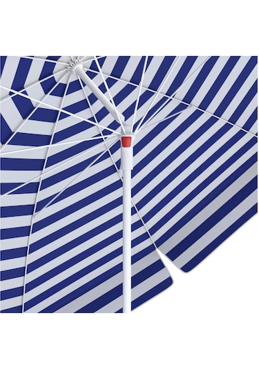 Plaj Şemsiyesi 10 Telli 200 Cm Çap Mavi Beyaz Eğim Verilir Bidonsuz Ve Rosie Hediye Mavi - Beyaz