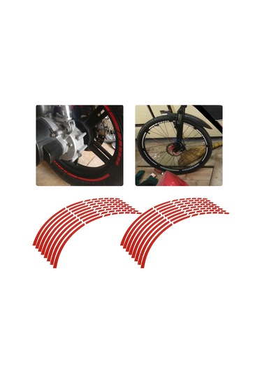 Reedark 16 Adet Kırmızı Pet Jant Sticker - 16-18 İnç Jantlar İçin Yalıtkan, Su Geçirmez, Dayanıklı Yansıtıcı Şerit