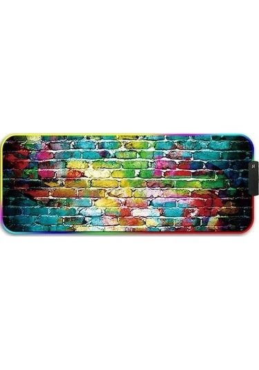 Fastbuy 350x900x4mm F-01 Renkli Tuğla Rgb Işıklı Kaymaz Kauçuk Mouse Pad Renkli Tuğla