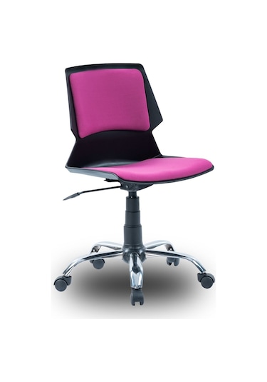 Ofiscombin Ofis Büro Metal Ayaklı Döner Tekerli Ders Çalışma Sandalyesi Pembe Kumaş 00047499884
