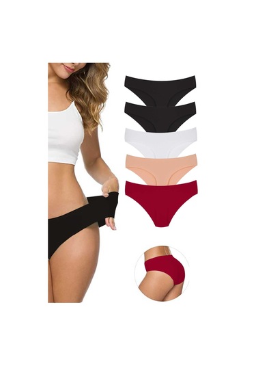 5 Adet Kadın Dikişsiz Lazer Kesim Esnek İz Yapmayan Külot S5 Çok Renkli