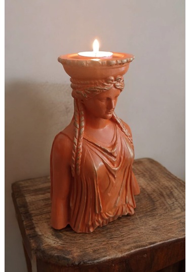 Dekoratif Masa Üstü Karyadit Kızı Hediyeli Bacasız Şömine Turuncu