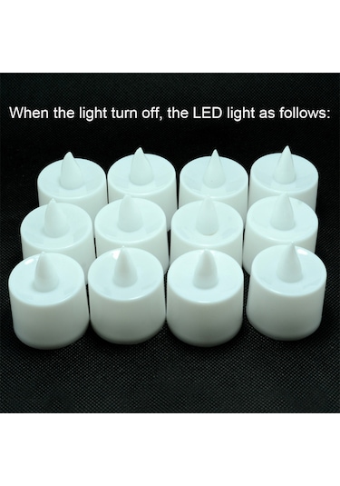 Teltree Beyaz Kasa Kırmızı Işıklı, Yanmayan, Tütünsüz Led Mumlar - Ev, Düğün, Doğum Günü Dekorasyon Malzemesi Kutu 24 Adet Renkli
