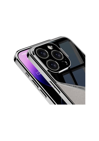 İphone Uyumlu 15 Pro Kılıf Ultra İnce Kamera Korumalı Pc + Deri Arka Yüzey Zore X-pro Kapak-titanyum-