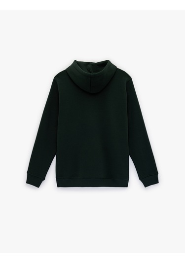 Koton Şardonlu Uzun Kollu Basic Kapşonlu Sweatshirt Yeşil 6wam70015mk Koyu Yeşil