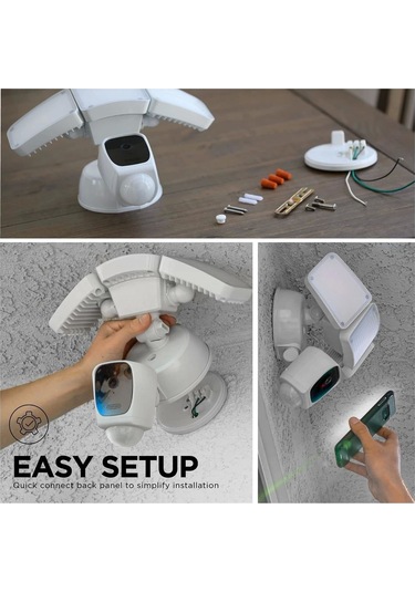 Home Zone Security Üç Kafalı Projektör Kamerası - Akıllı 2.4 Ghz 1080p Çok Renkli