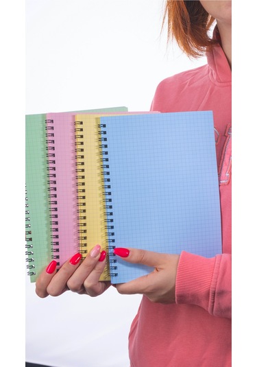 Dream Notes 4 Farklı Renk Kareli A5 Defter Seti Sarı - Pembe - Mavi - Yeşil