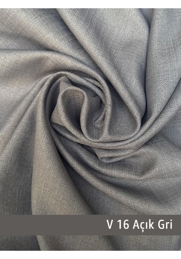 Donatti Açık Gri Düz Keten Fon Perde 1/3 Pile Tek Kanat Açık Gri