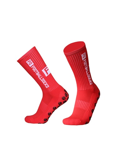 Geeroyoo Profesyonel Futbol Çorabı Silikon Sünger Antipatlama Eğitim Maç Özellikli Yüksek Elastik Pembe Kırmızı