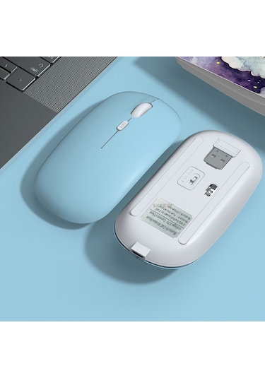 Macbook Uyumlu Şarj Edilebilir Sessiz Mouse Bluetooth + 2.4hz Wifi