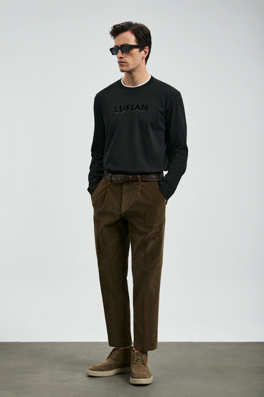 Lufian Sara Erkek Uzun Kol T- Shırt Siyah Siyah 112020057100100 Siyah