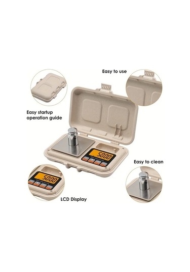 Fastbuy Dream011 Siyah Lcd Ekranlı 200g X 001g Çift Tepsili Takı Ölçeği, Gıda Madeni, Para, Kahve Tar Fonksiyonu, Kompakt Tas Siyah
