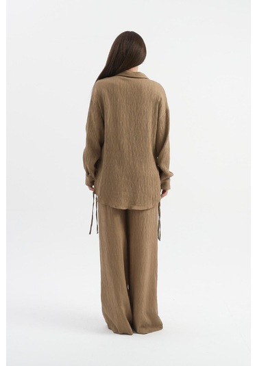 Yandan Bağlamalı Tunik Gömlek - Vizon-vizon Vizon