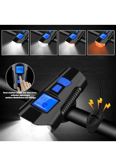 Monozone Bisiklet Hız Göstergesi Km Sayaç Fener Korna Lcd Ekran