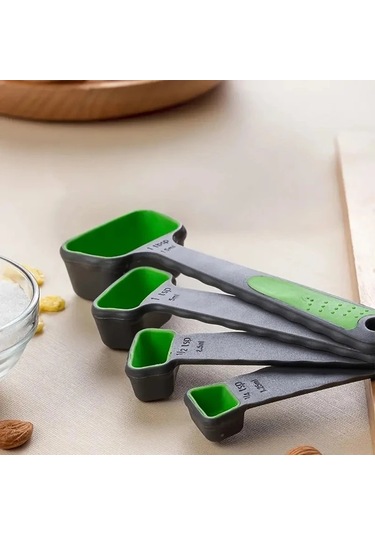 Honeybeeshop Mavi Ölçekli Plastik Katlanır Ölçü Kaşığı Ve Bardak Seti Pişirme Aletleri Mavi