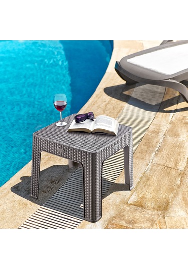 Holiday Rattan Şezlong Sehpası 2'li Gri