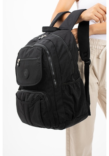 Ultra Hafif Çok Cepli Su Geçirmez Sırt Çantası Unisex Siyah Model: 571-2e - Siyah